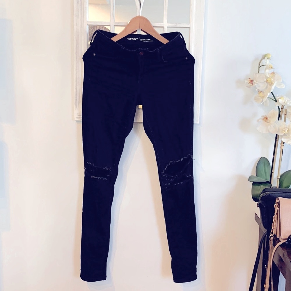 🌸Black Tattered Jeans